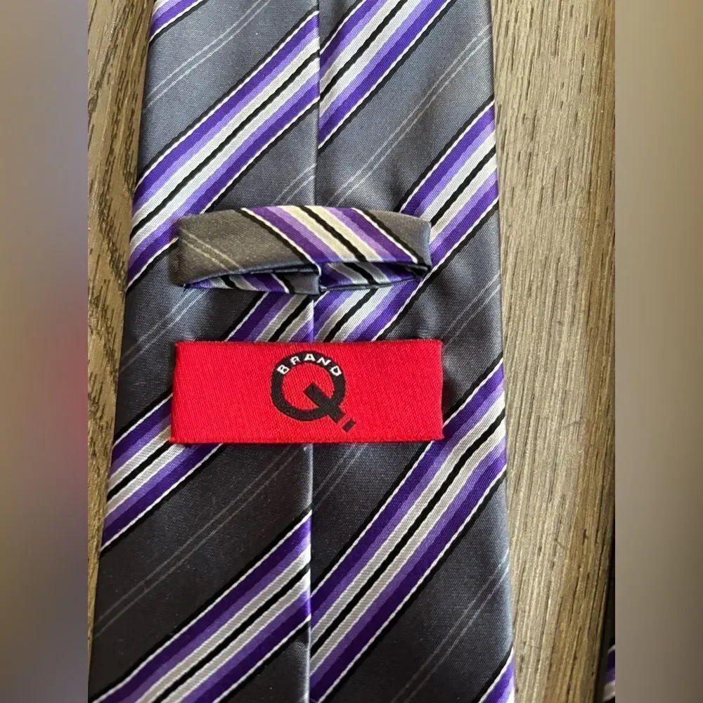 Brand Q Elegant Striped Purple Tie